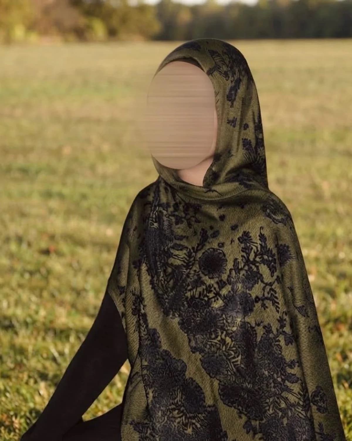Olive Lace printed modal hijab